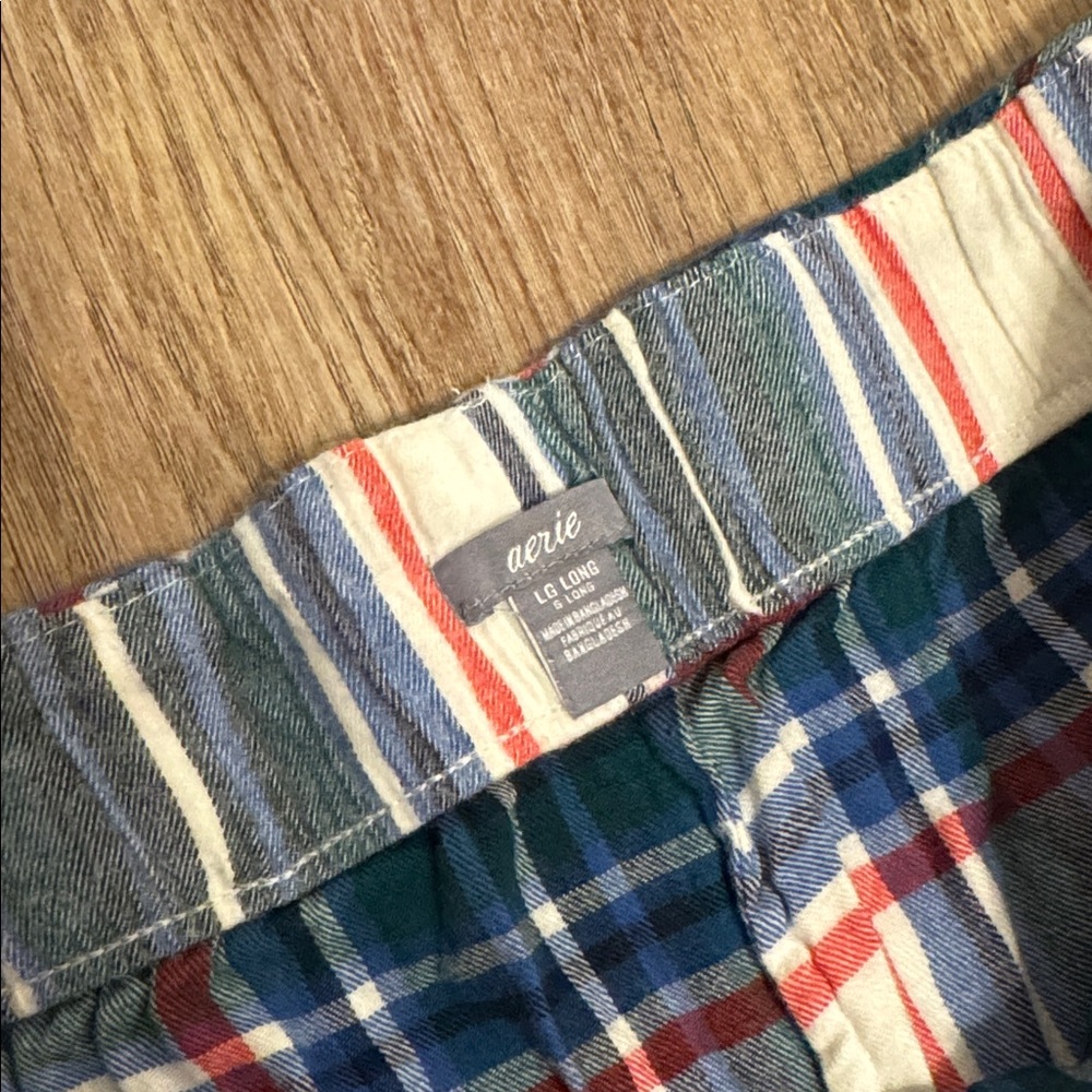 Aerie Plaid Flannel Pajama Jogger Set - Navy and Red - Picture 6 of 8